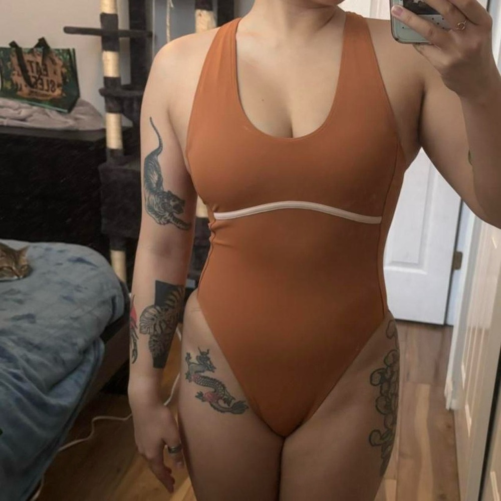 Fabletics Orange one piece swimsuit